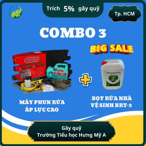 Combo 3: Máy Phun Rửa & Bọt Rửa Nhà Vệ Sinh BRT-3