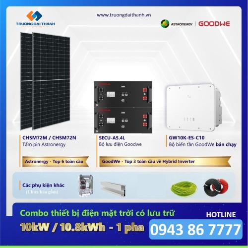 Combo Thiết Bị Điện Mặt Trời Có Lưu Trữ 10kW/10.8kWh - 1 Pha