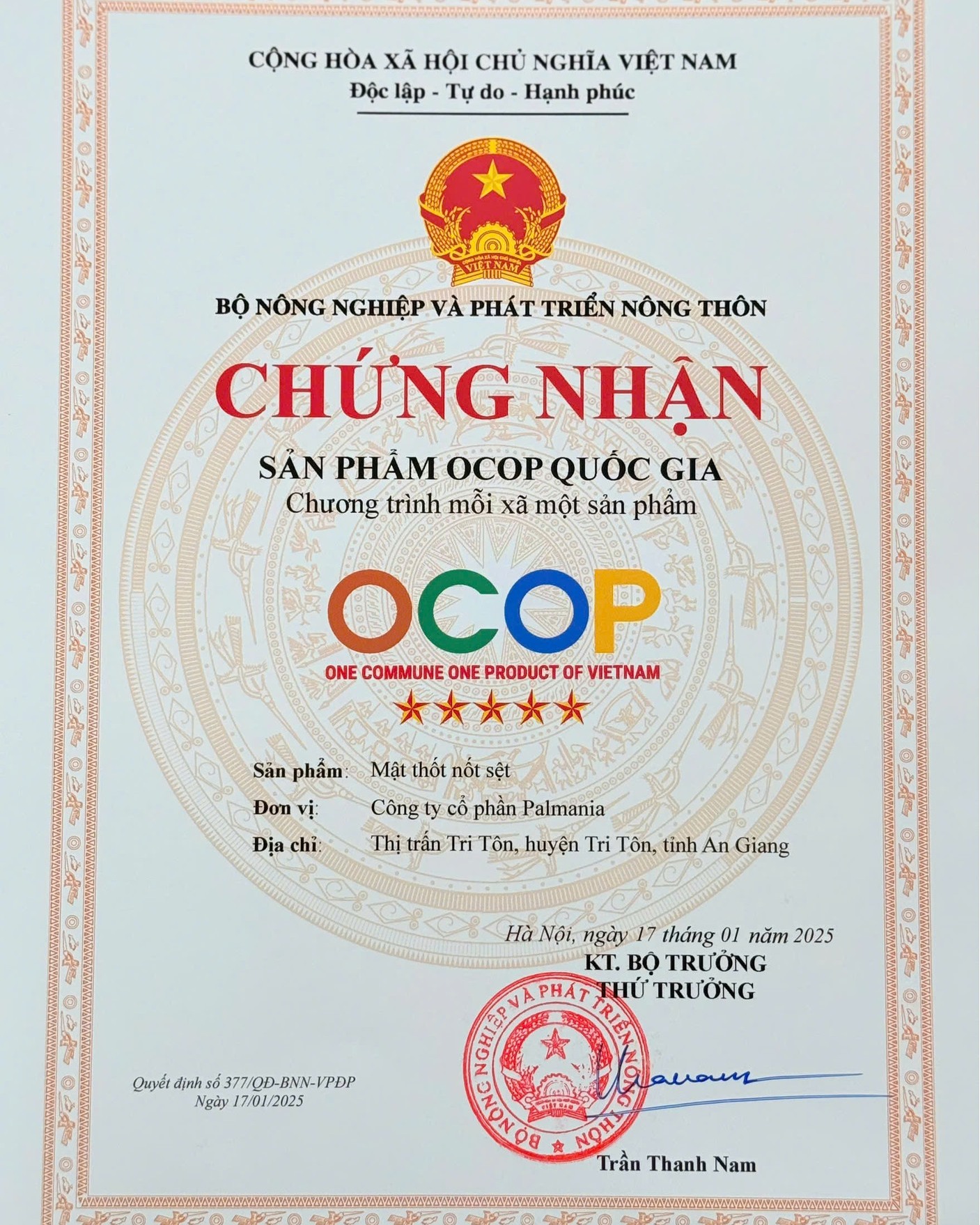 National 5-star OCOP | Soft Palmyra Nectar