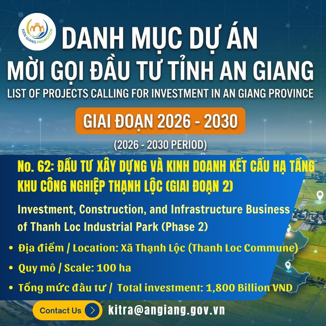No. 62: Investment, Construction, and Infrastructure Business of Thanh Loc Industrial Park (Phase 2)
