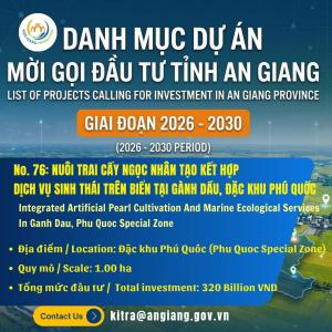 No. 76: Nuôi Trai Cấy Ngọc Nhân Tạo Kết Hợp Dịch Vụ Sinh Thái Trên Biển Tại Gành Dầu, Đặc Khu Phú Quốc