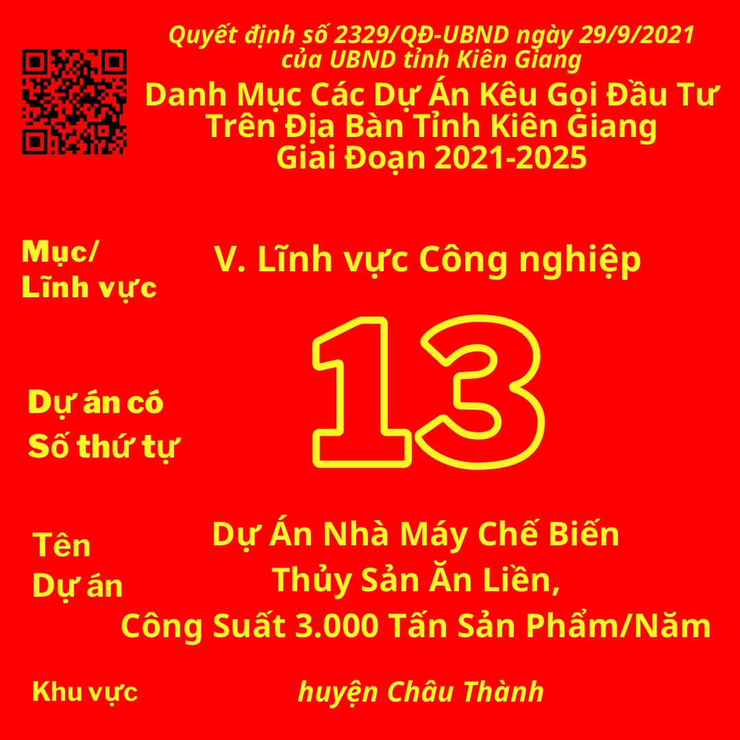 Ec6eBb5h7fA4A83 A77cD584Ah8b00B Dự Án Có Số TT 13: Dự Án Nhà Máy Chế Biến Thủy Sản Ăn Liền, Công Suất 3.000 Tấn Sản Phẩm/Năm