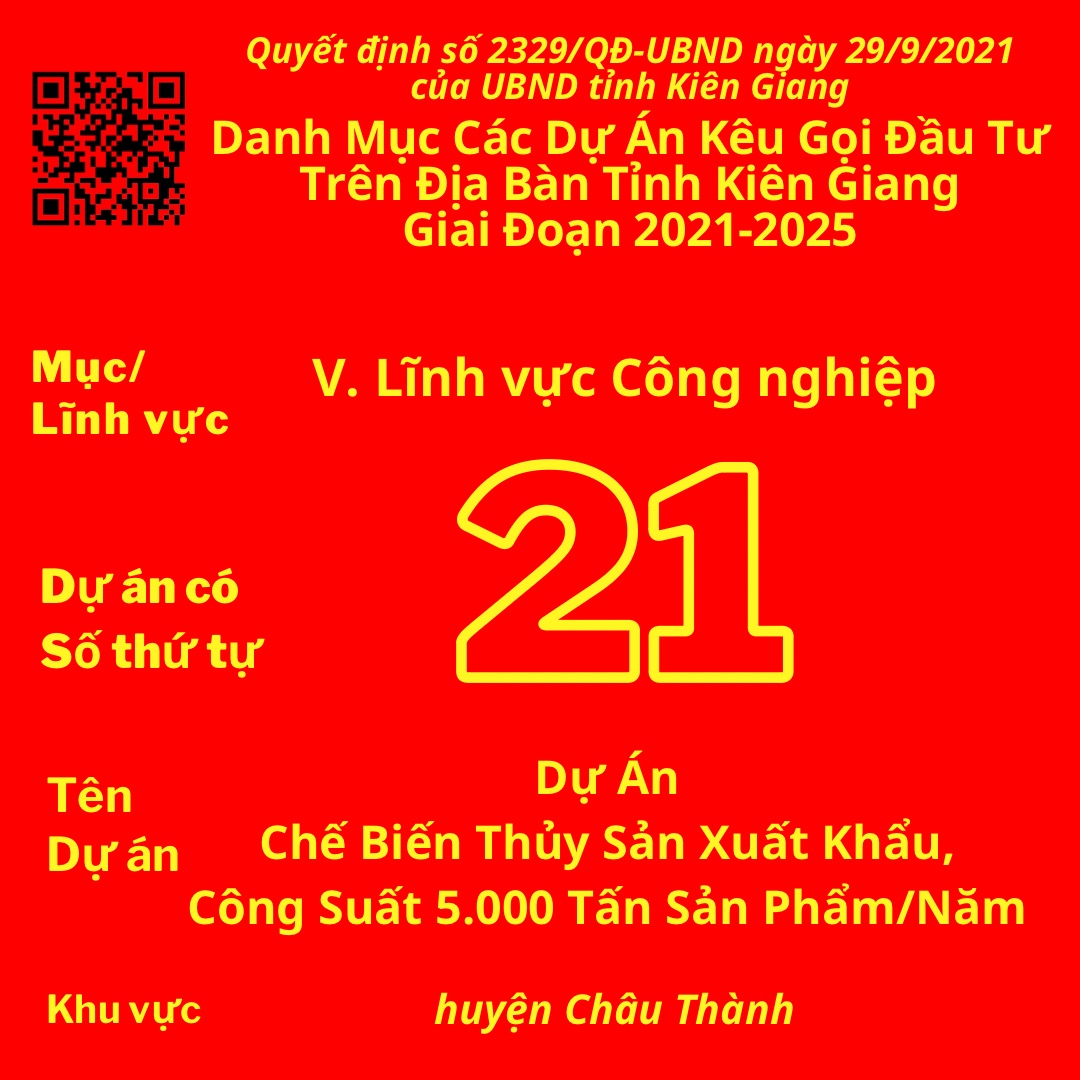 Ec6eBb5h7fA4A83 A77cD584Ah8b00B Dự Án Có Số TT 21: Dự Án Chế Biến Thủy Sản Xuất Khẩu, Công Suất 5.000 Tấn Sản Phẩm/Năm