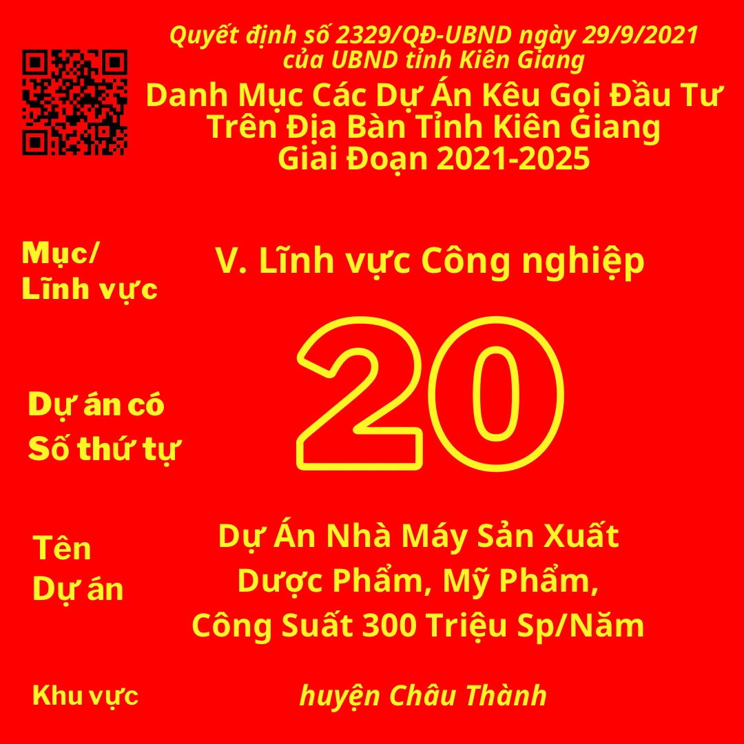 Ec6eBb5h7fA4A83 A77cD584Ah8b00B Dự Án Có Số TT 20: Dự Án Nhà Máy Sản Xuất Dược Phẩm, Mỹ Phẩm, Công Suất 300 Triệu Sp/Năm