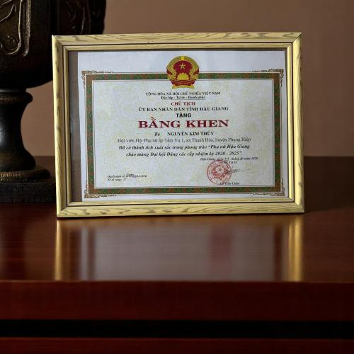 Bằng Khen Được Ủy Ban Nhân Dân Tỉnh Hậu Giang Khen Tặng