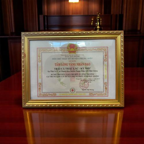 Giấy Cảm Tạ Của Hội Chữ Thập Đỏ Biểu Dương HTX Kỳ Như Có Nghĩa Cử Cao Đẹp