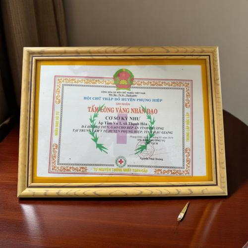 Giấy Cảm Tạ Của Hội Chữ Thập Đỏ Biểu Dương HTX Kỳ Như Có Nghĩa Cử Cao Đẹp