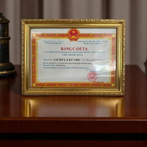 Giấy Cảm Tạ Của Hội Chữ Thập Đỏ Biểu Dương HTX Kỳ Như Có Nghĩa Cử Cao Đẹp